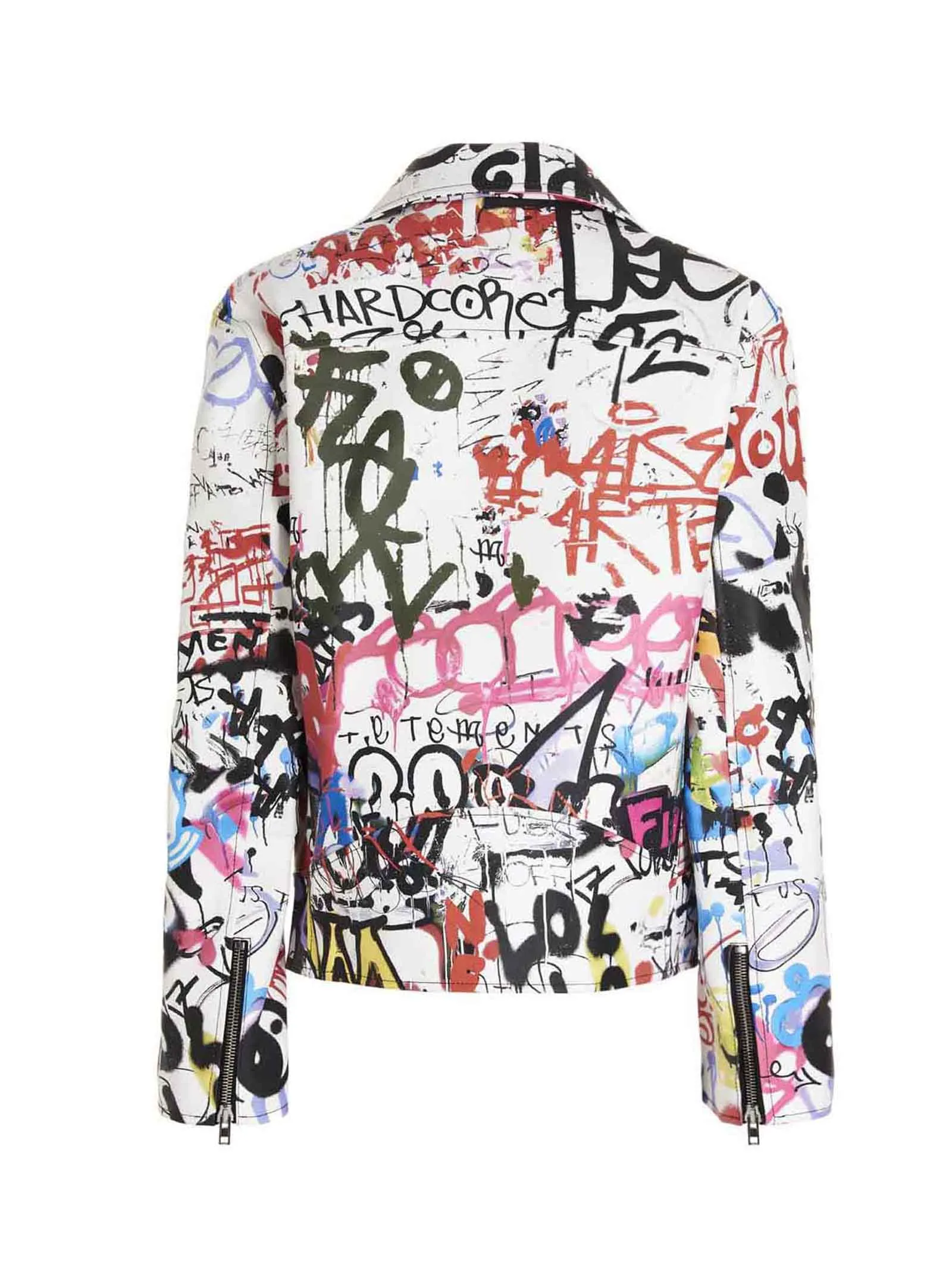 Vetements Allover Graffiti Printed Biker Jacket