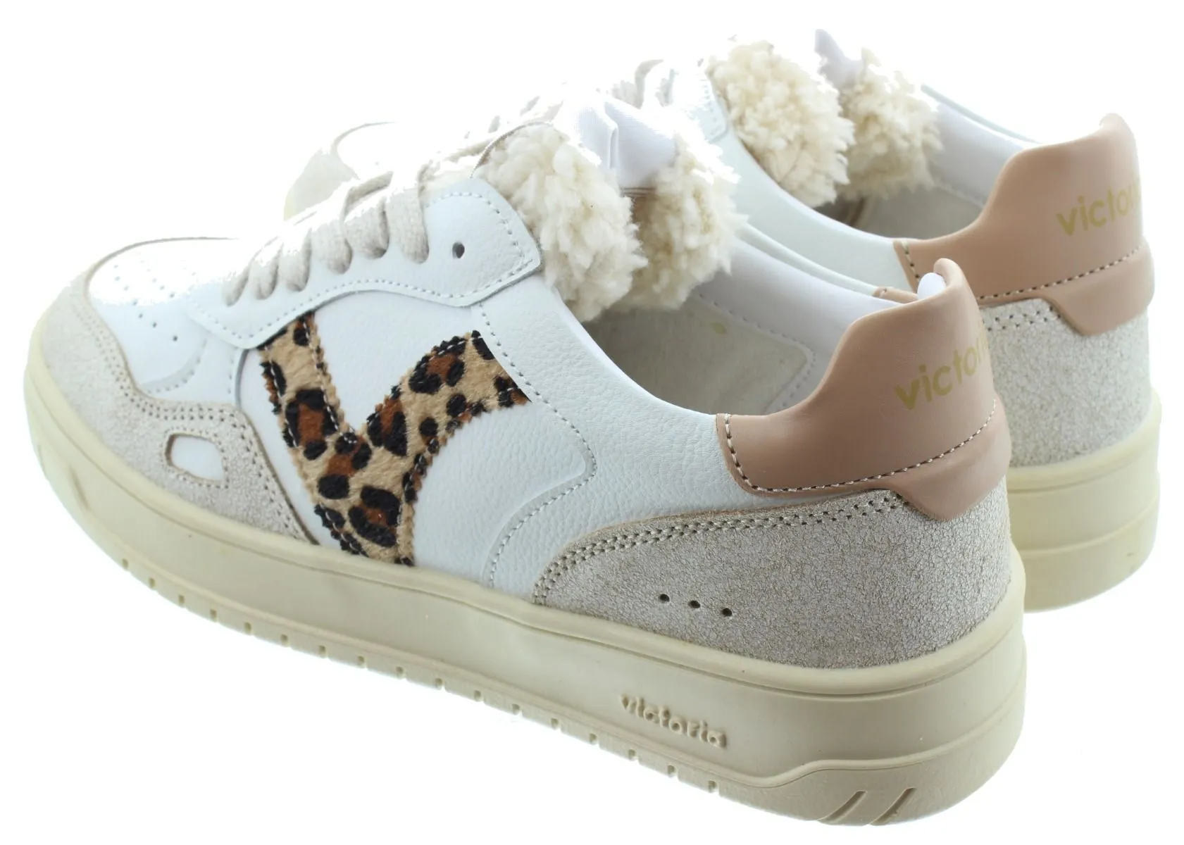 VICTORIA Ladies Seul Shearling Trainers In Beige