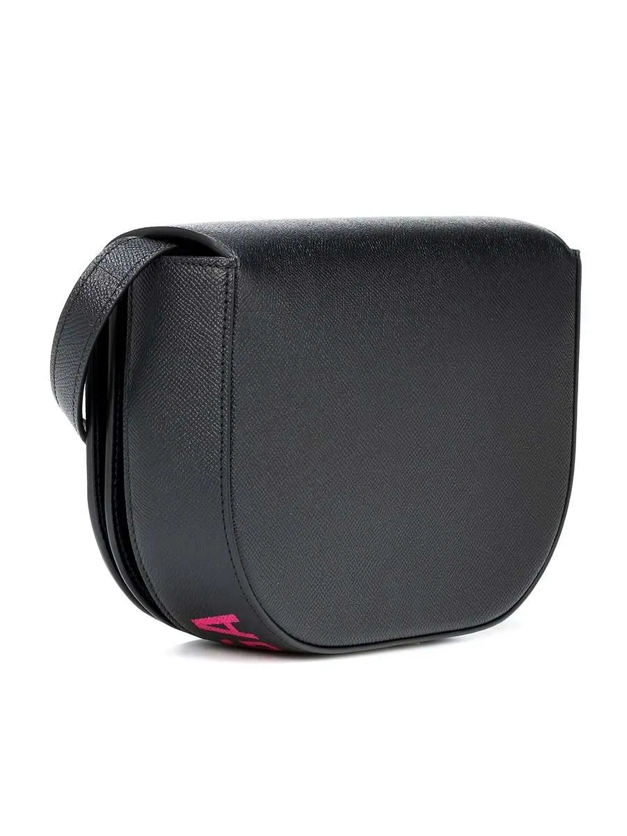 Ville Day S Black And Fushia Grained Leather Shoulder Bag