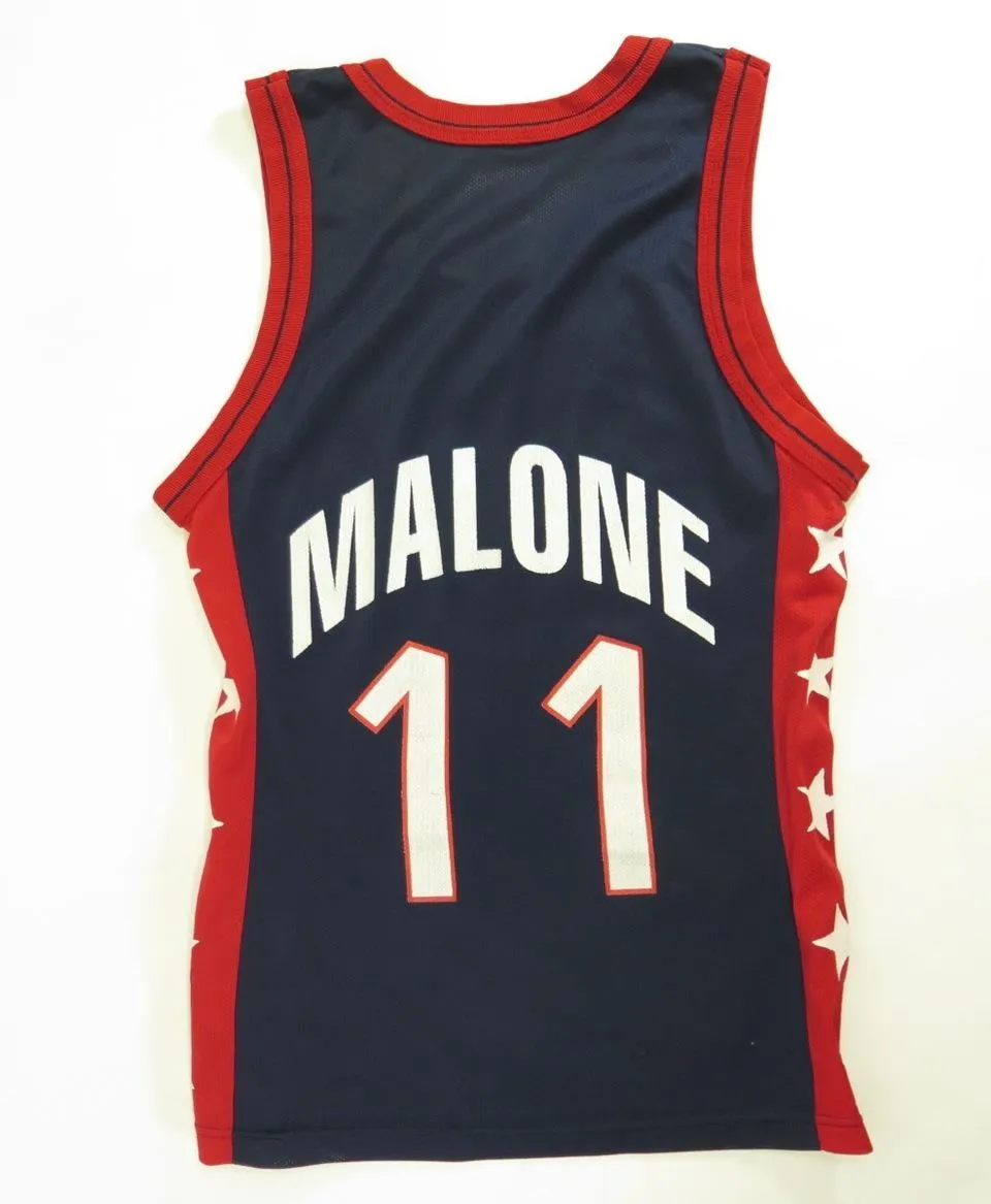 Vintage 1996 USA Olympic Basketball Jersey Champion M Malone 11 Fan Souvenir