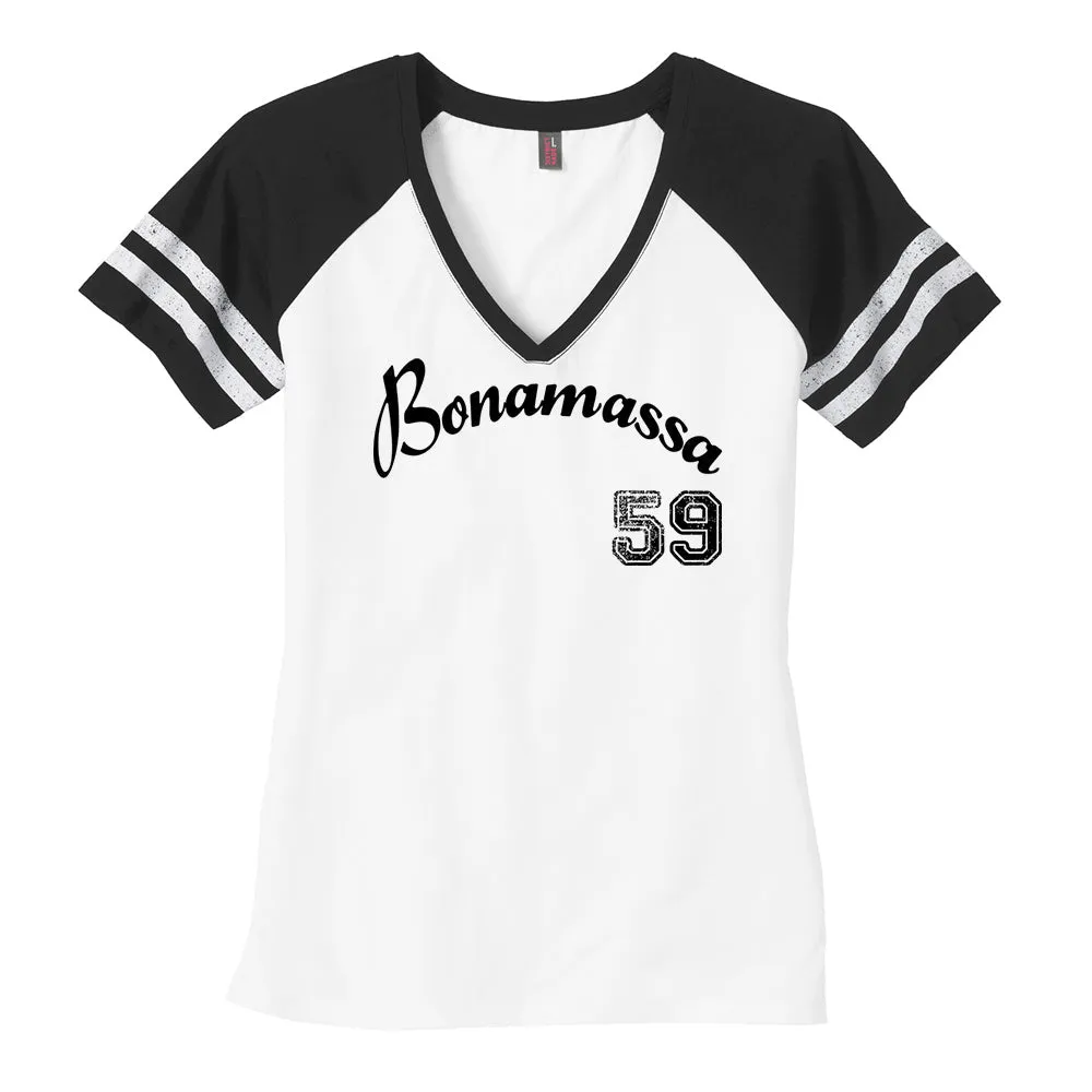 Vintage Bonamassa Baseball Game V-Neck T-Shirt (Women)