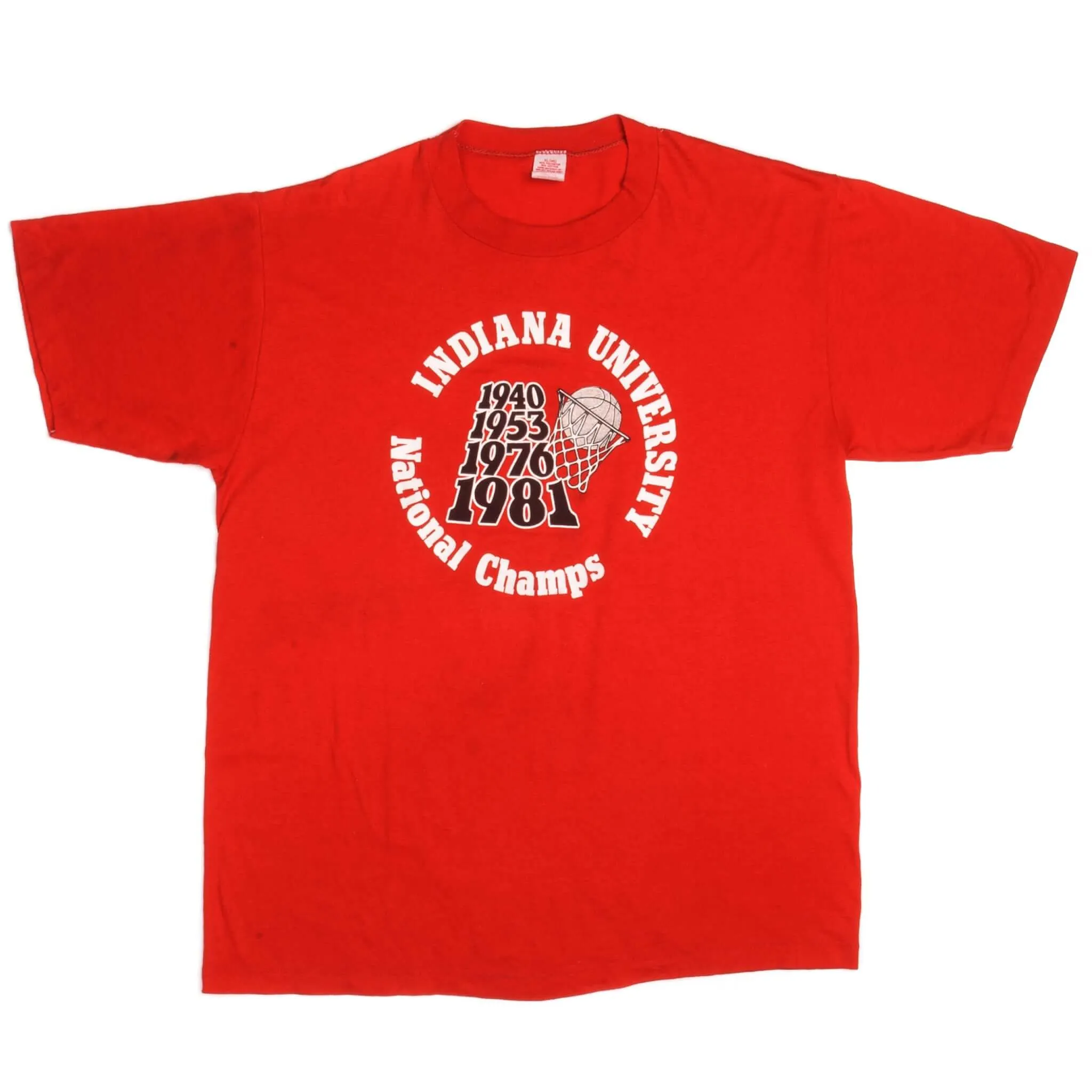 VINTAGE INDIANA UNIVERSITY BASKETBALL CHAMPS TEE SHIRT 1981  LARGE MADE USA