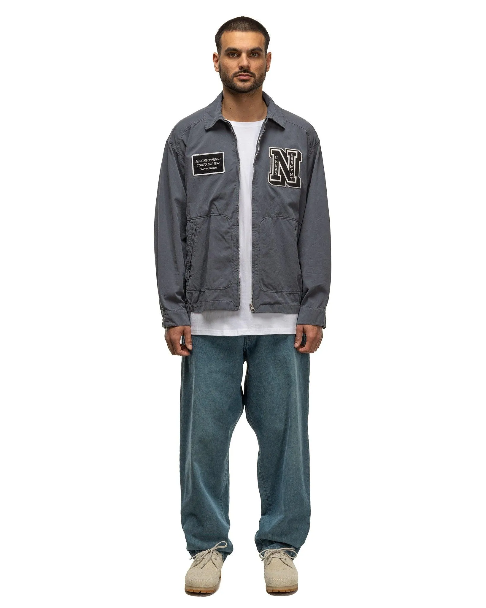 Washed ZIP Work Jacket Grey