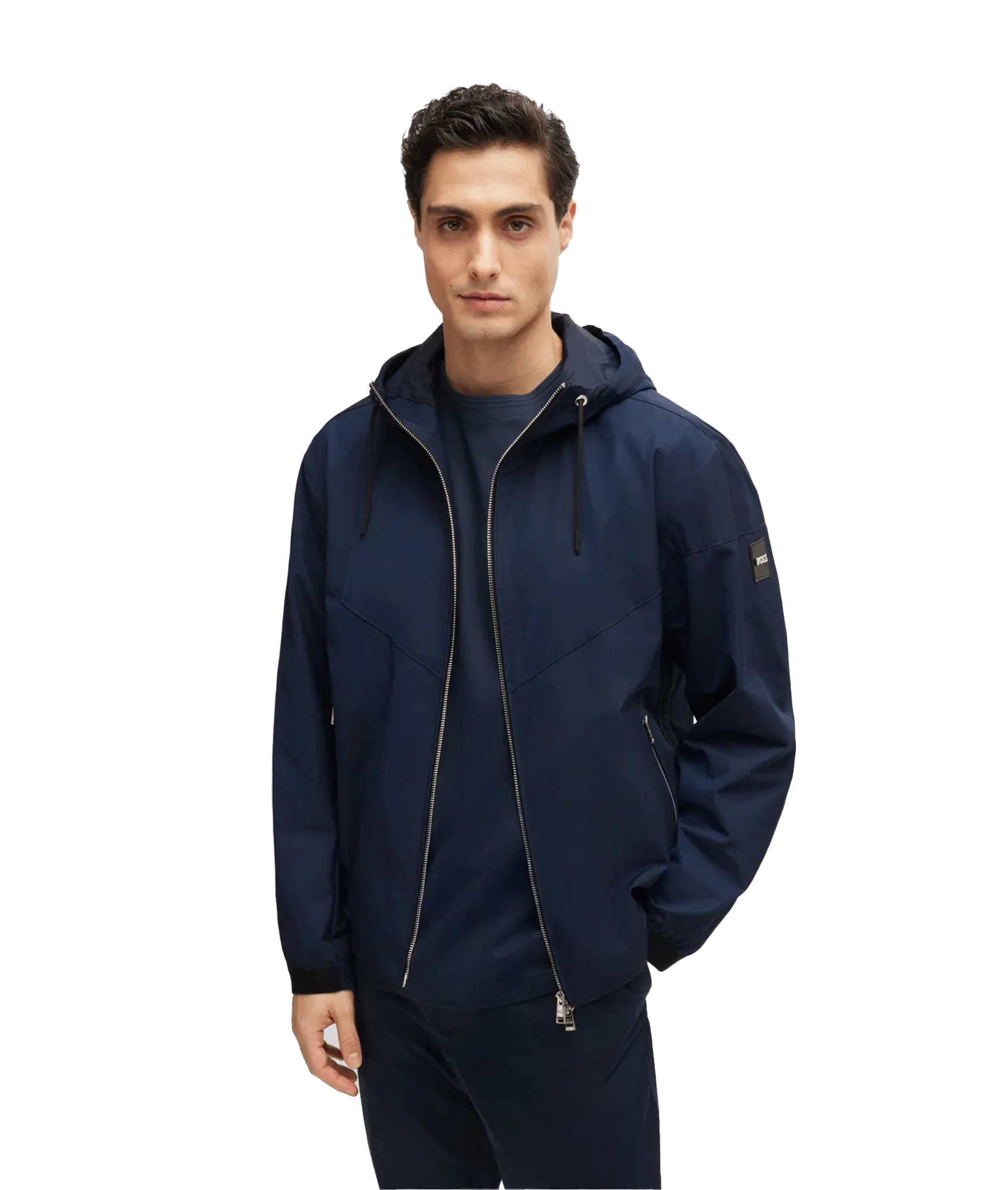 Water-repellent Hooded Jacket in a Regular Fit - Navy