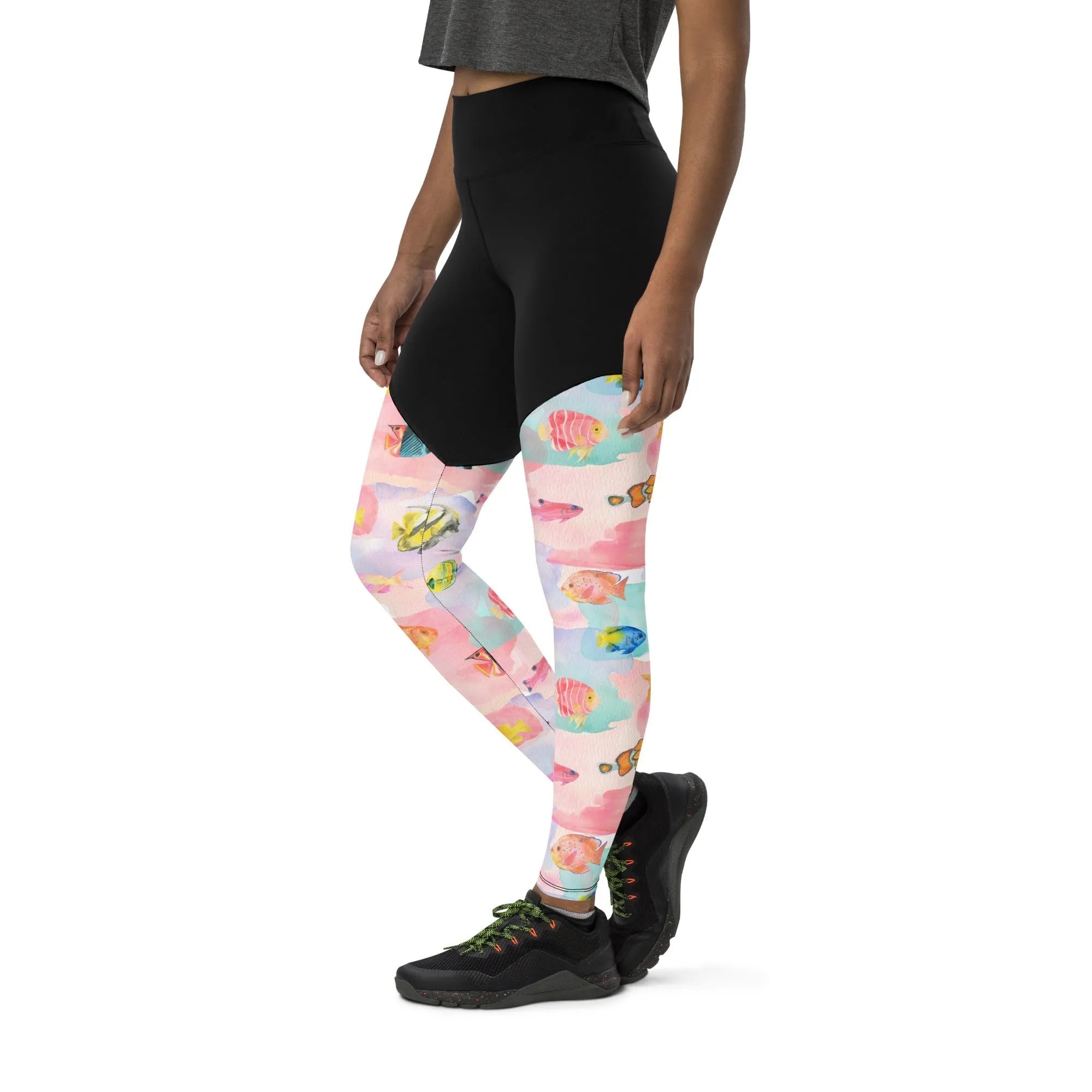 Watercolor Fish Compression Leggings