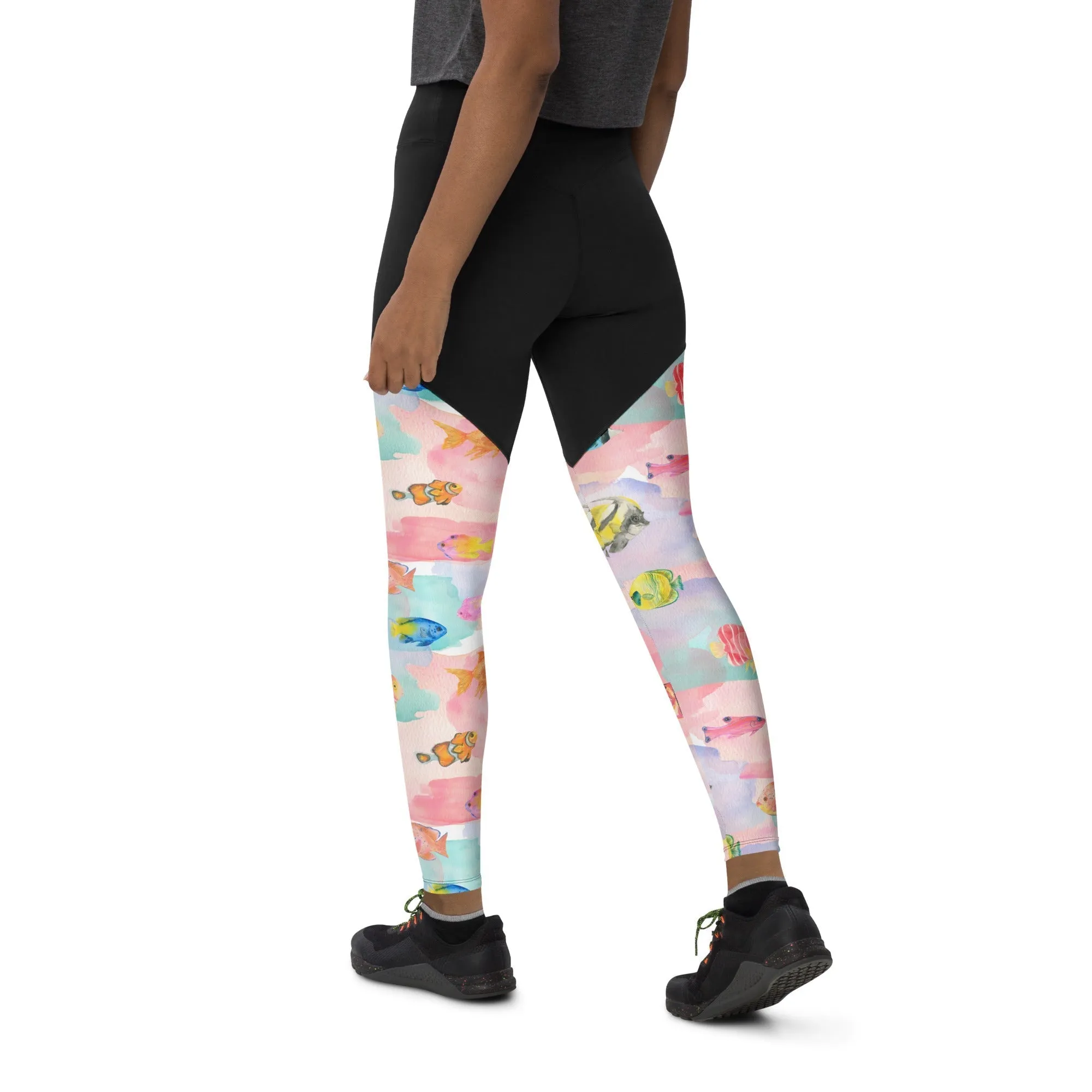 Watercolor Fish Compression Leggings