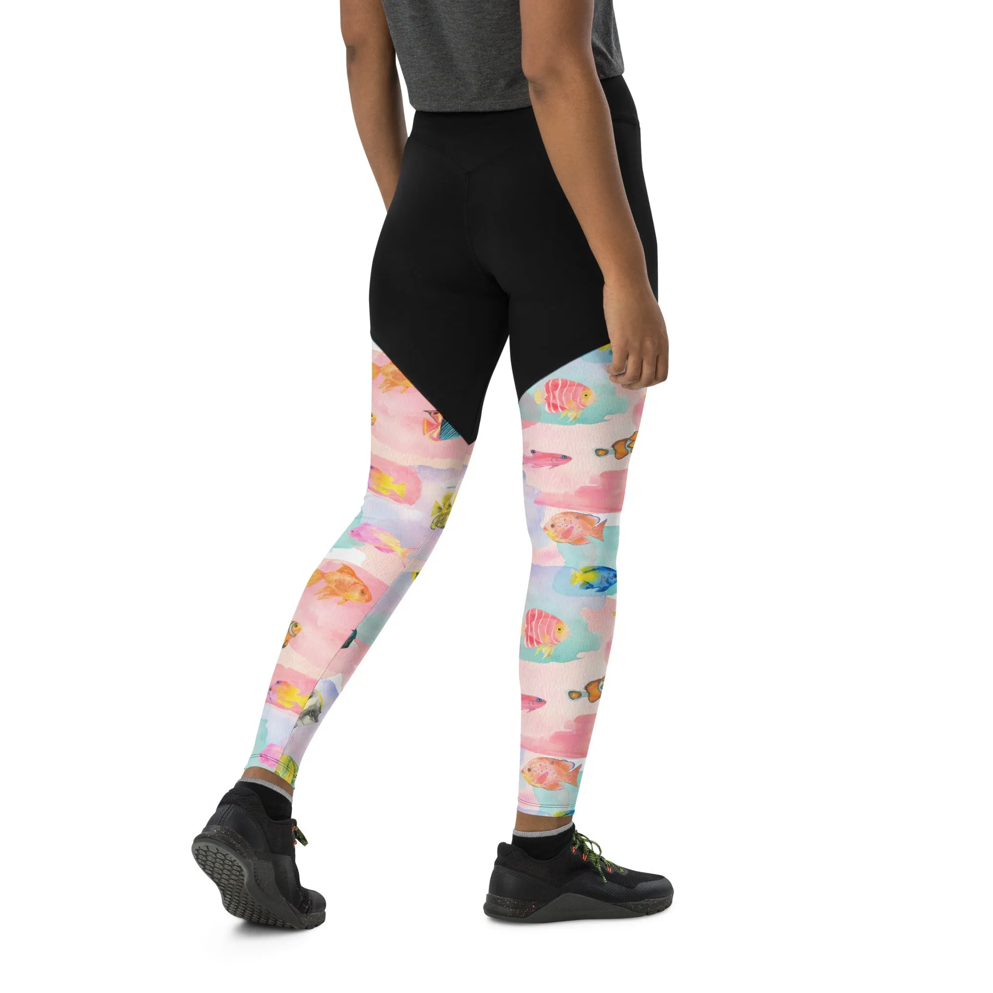 Watercolor Fish Compression Leggings