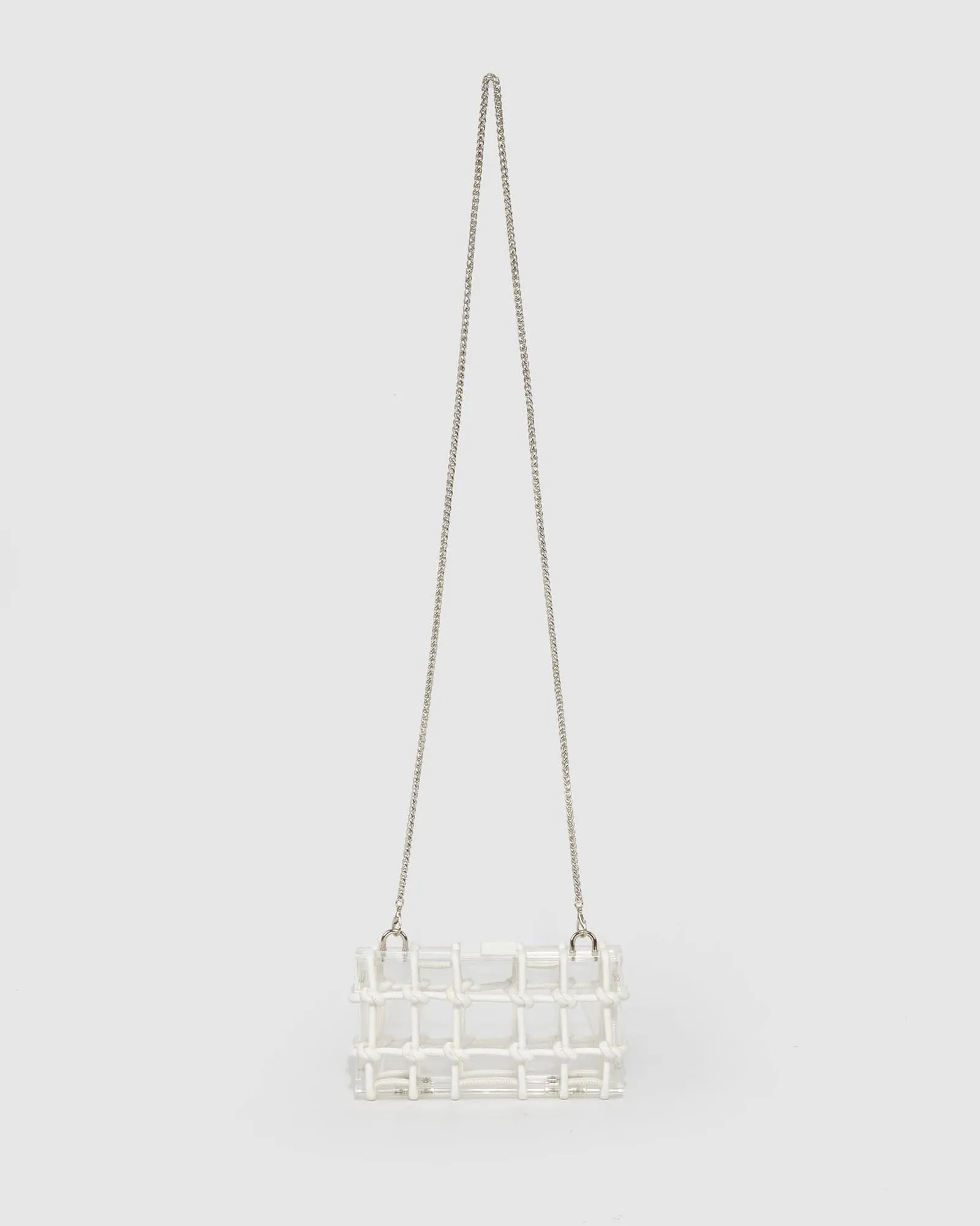 White Ava Rope Hardcase Clutch Bag