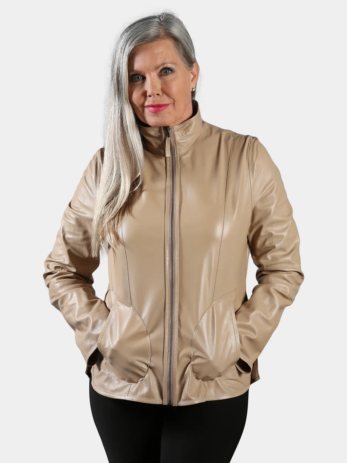 Woman's Bone Suede Jacket Reversible to Leather - Day Furs