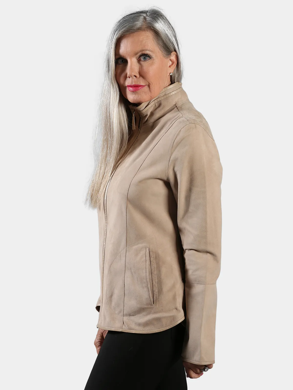 Woman's Bone Suede Jacket Reversible to Leather - Day Furs