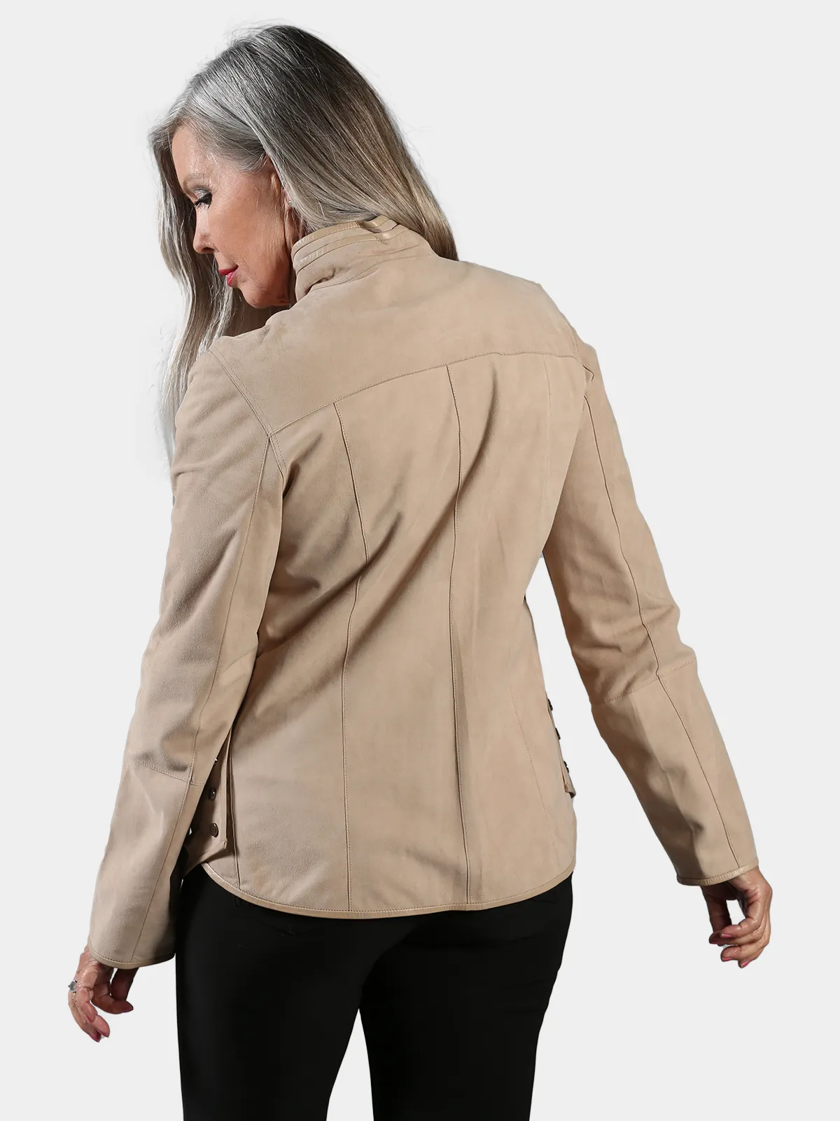 Woman's Bone Suede Jacket Reversible to Leather - Day Furs