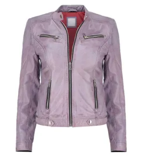 Women Purple Real Lambskin Classy Leather Jacket