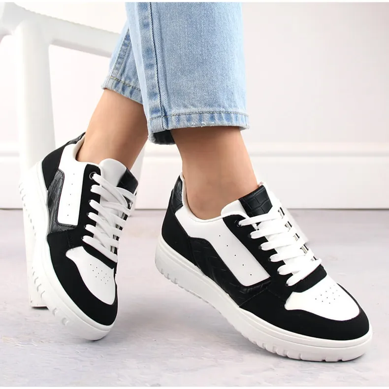 Women's black and white panda sports sneakers McBraun 23263