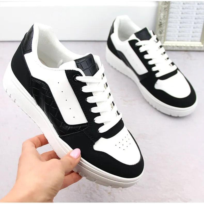 Women's black and white panda sports sneakers McBraun 23263