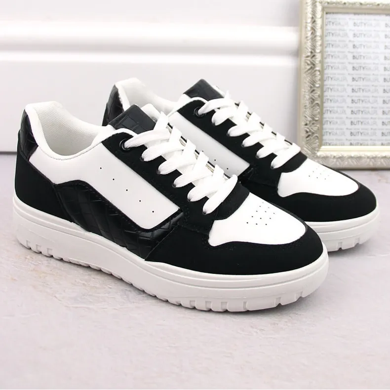 Women's black and white panda sports sneakers McBraun 23263