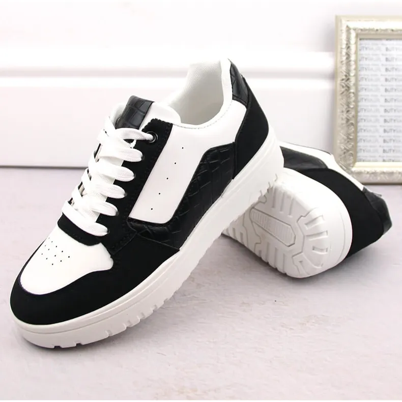 Women's black and white panda sports sneakers McBraun 23263