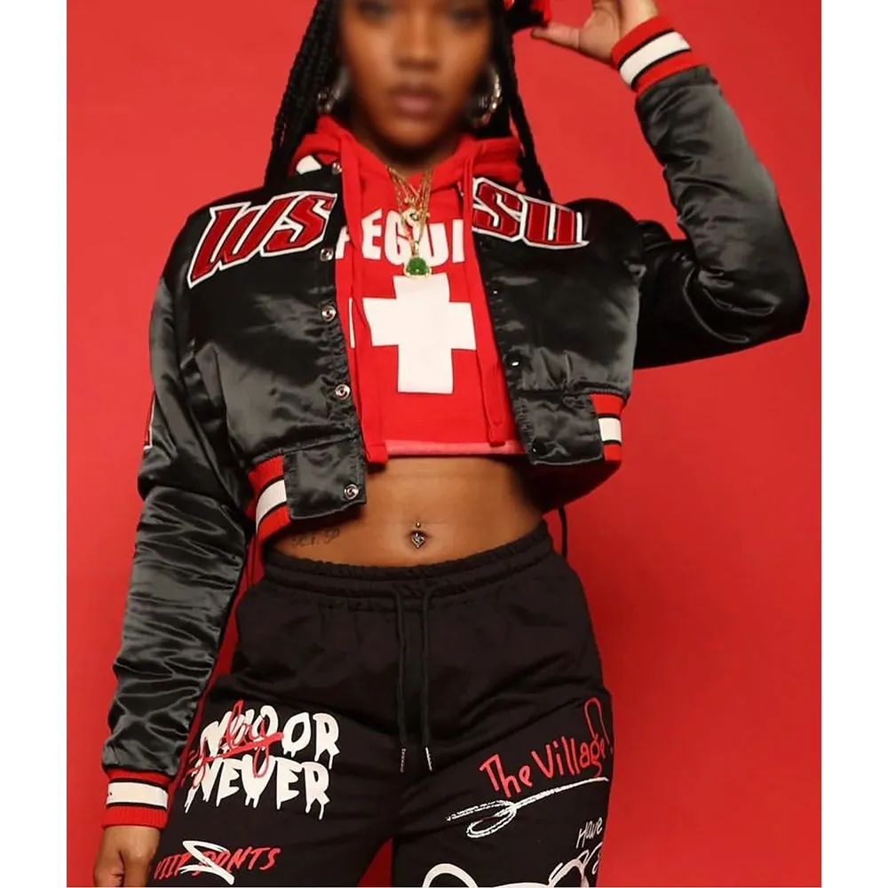 Women’s Cropped Winston Salem State University Black Jacket