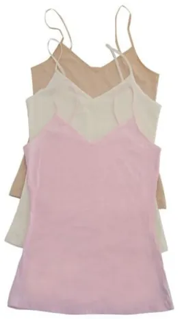 Womens Cotton Lycra Cami Vest x 3 pack in Nude, Cream, Pink (2388)