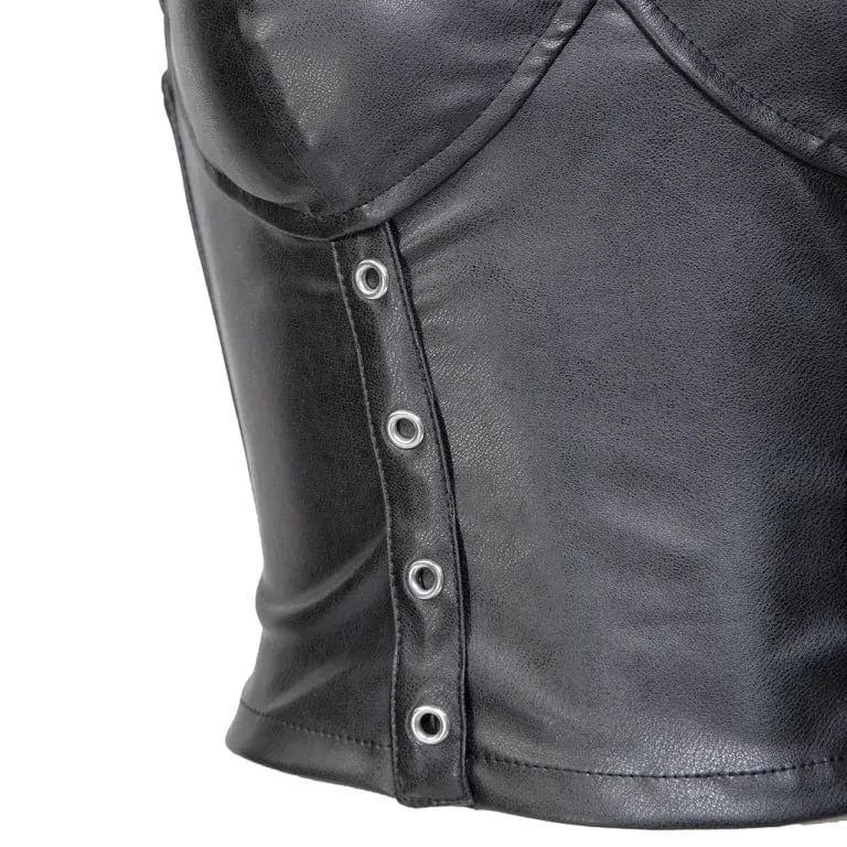 Women's Gothic Stand Collar Cutout Faux Leather Vest