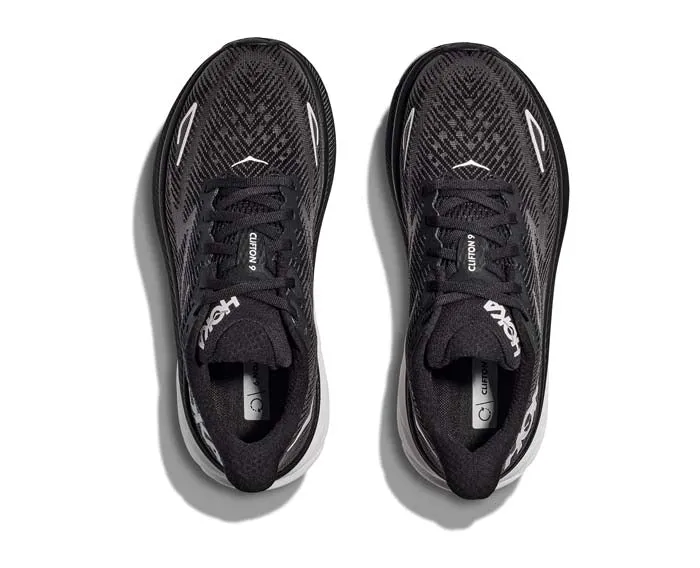 Womens Hoka Clifton 9 Wide in Black/White