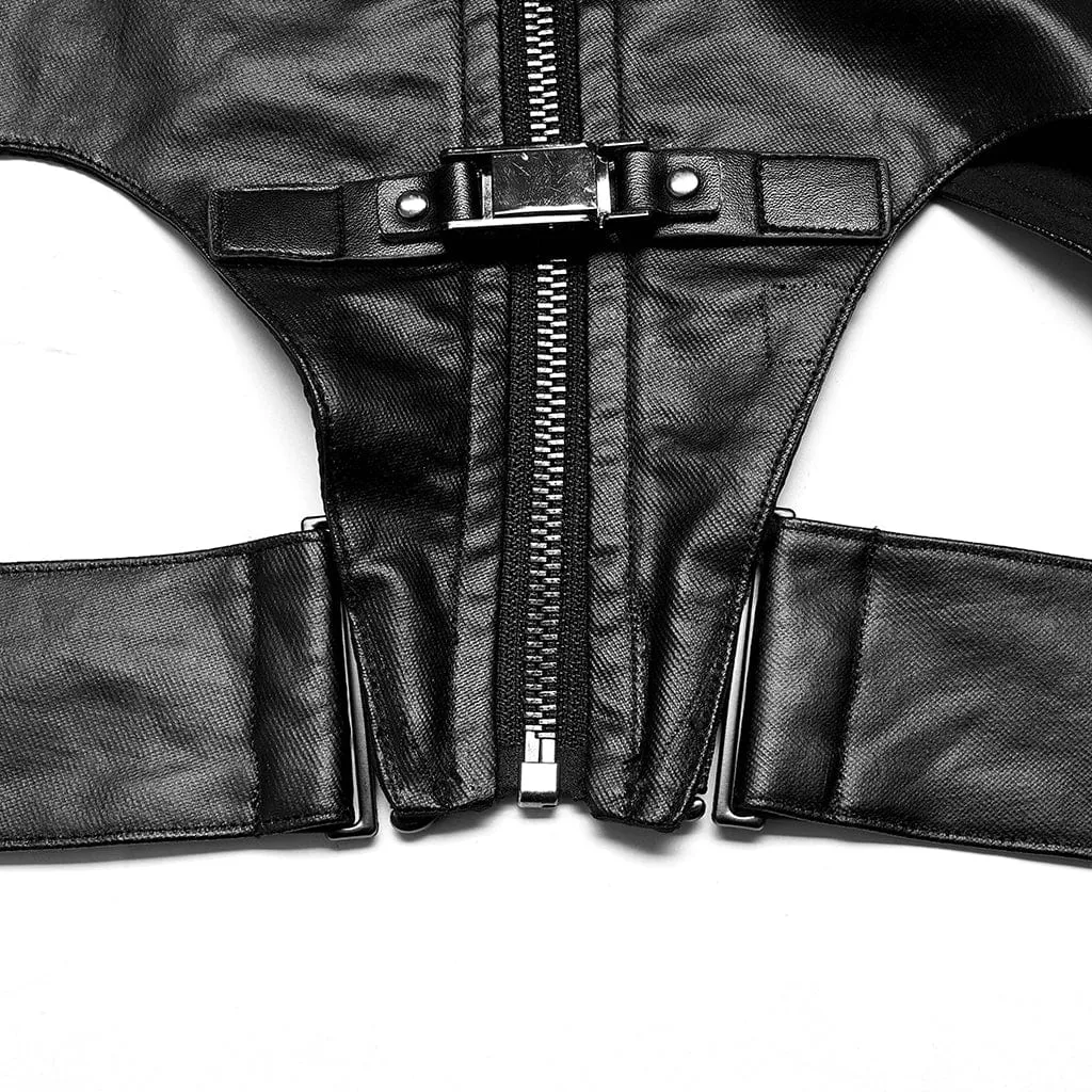 Women's Punk Industrial Style Faux Leather Vest