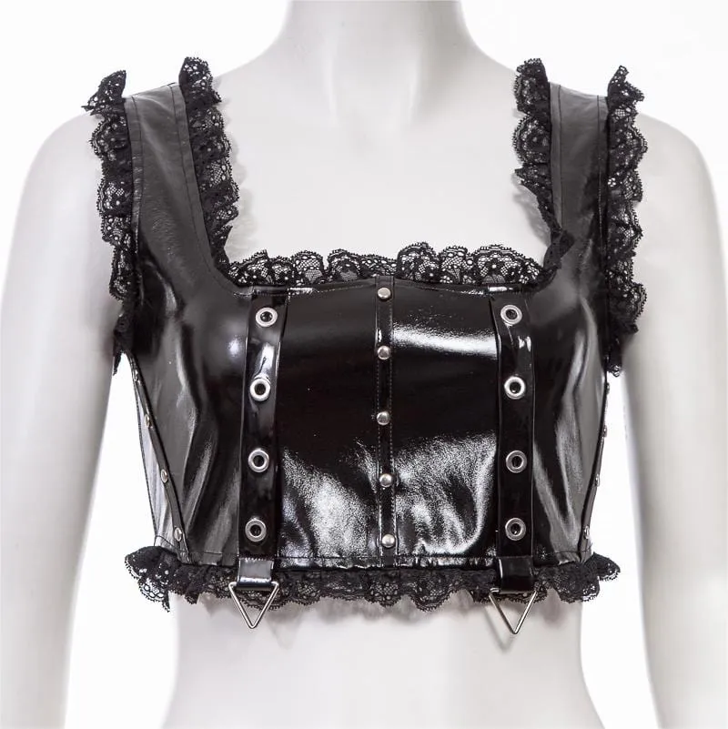 Women's Punk Splice Lacing-up Faux Leather Vest