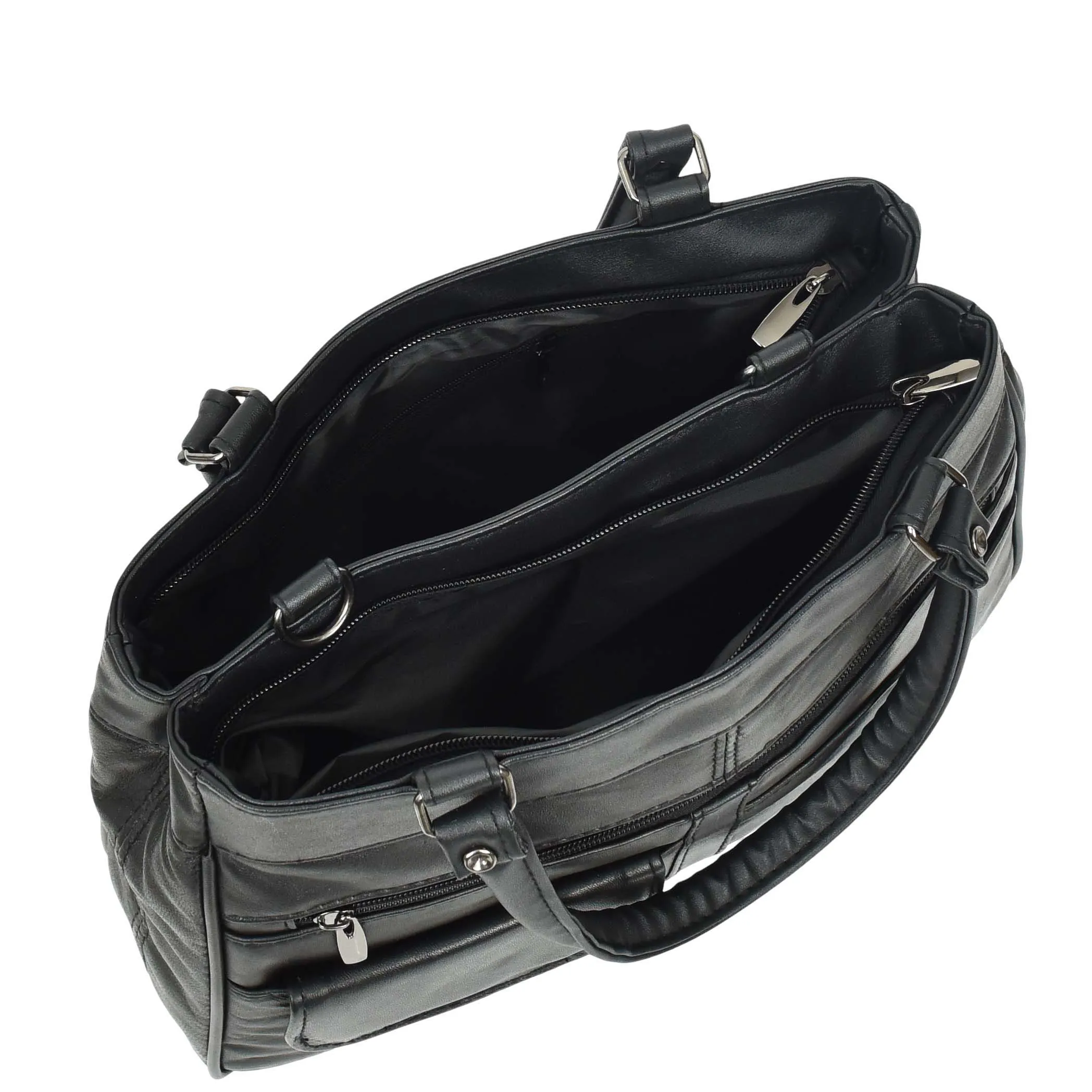 Womens Real Leather Shoulder Bag Large Size HOL3591 Black