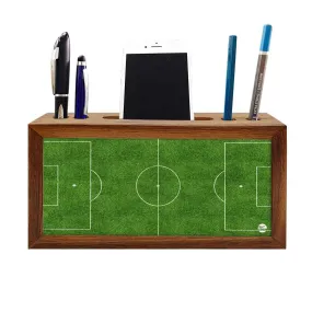 Wooden desktop organizer Pen Mobile Stand -Football Field