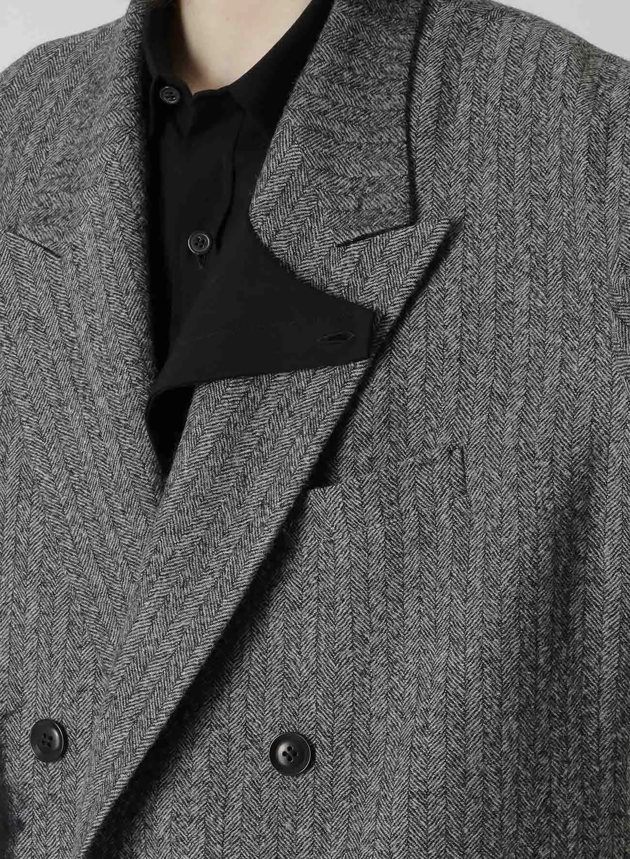WOOL HERRINGBONE NEEDLE PUNCHED OVERSIZED TAILORED JACKET