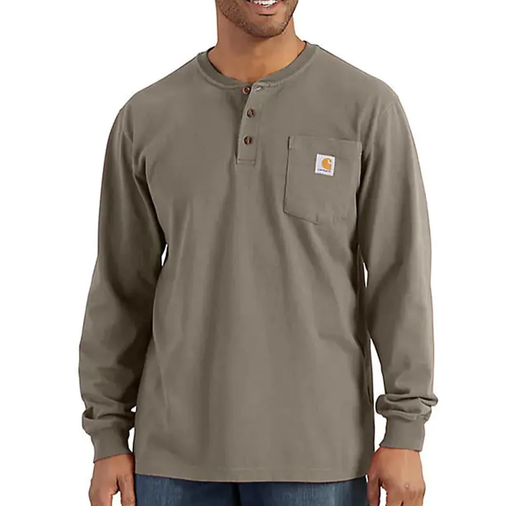 Workwear Pocket Long Sleeve Henley - Big  - K128B