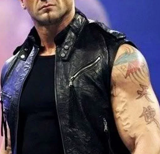 WWE Superstar Dave Bautista Black Leather Vest - TheLeatherCity