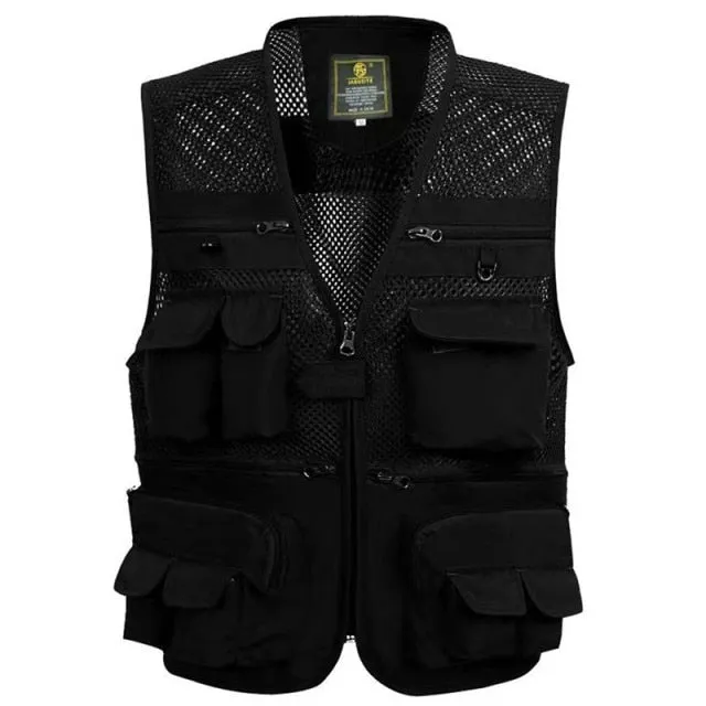 Xituodai Men's Vest Tactical Webbed Gear Coat Summer Photographer Waistcoat Tool Many Pocket Mesh Work Sleeveless Jacket Male