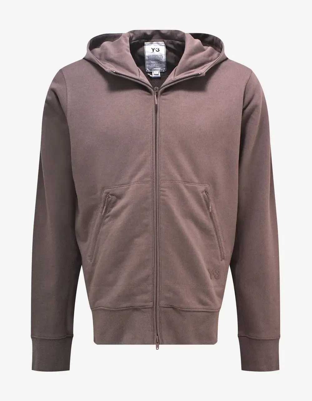 Y-3 Brown Classic DWR Terry Utility Zip Hoodie