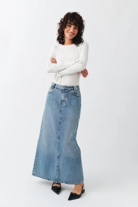 Y2k long denim skirt