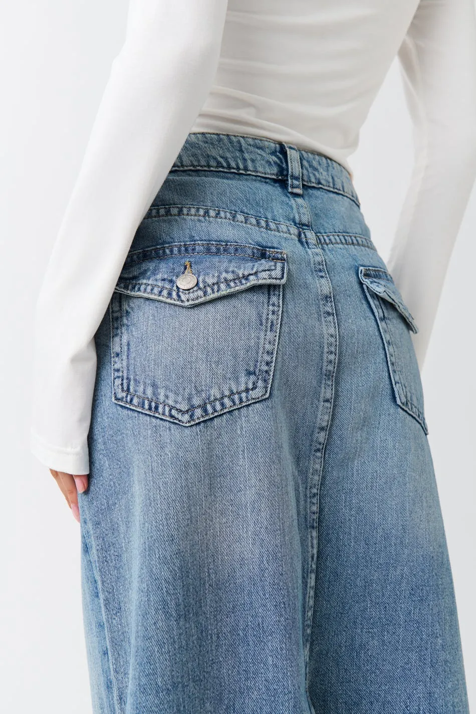 Y2k long denim skirt