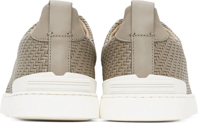 ZEGNA Gray PELLETESSUTA Triple Stitch Sneakers