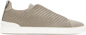 ZEGNA Gray PELLETESSUTA Triple Stitch Sneakers