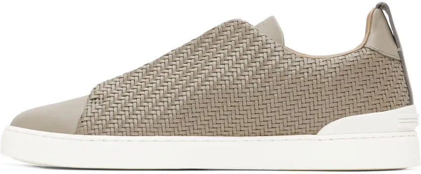 ZEGNA Gray PELLETESSUTA Triple Stitch Sneakers