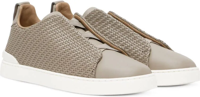 ZEGNA Gray PELLETESSUTA Triple Stitch Sneakers