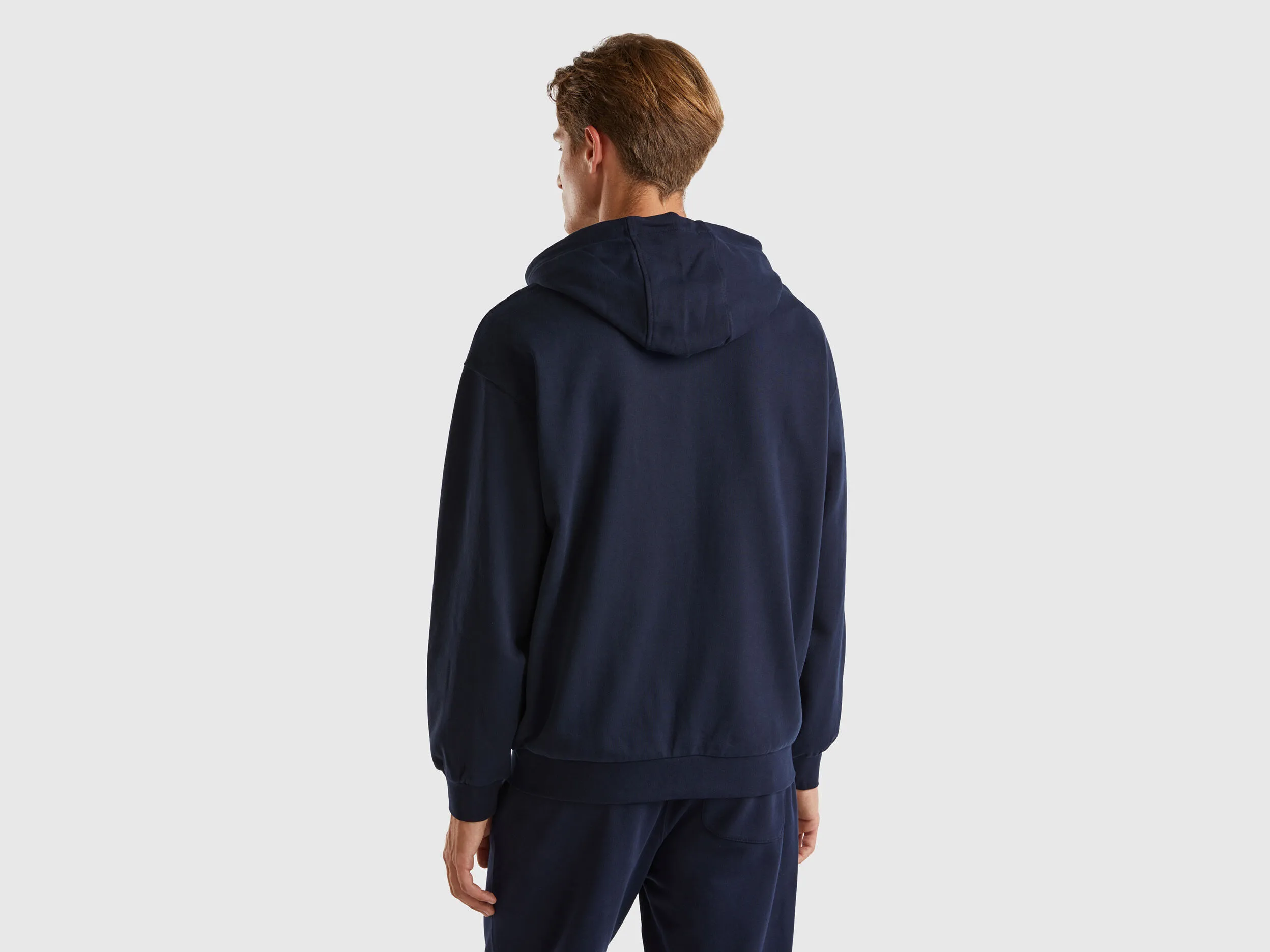 Zip-up hoodie in cotton - Dark Blue | Benetton