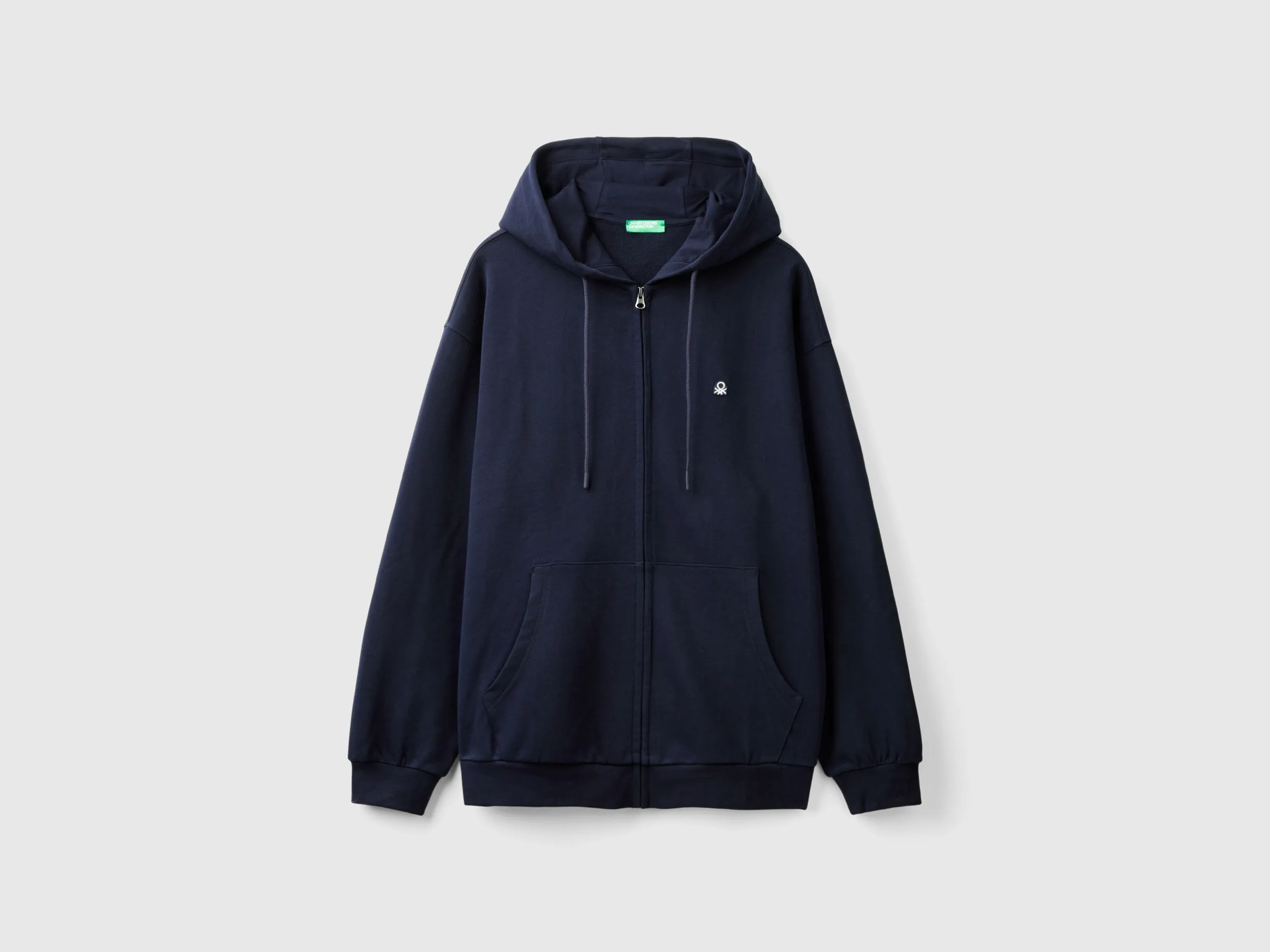 Zip-up hoodie in cotton - Dark Blue | Benetton